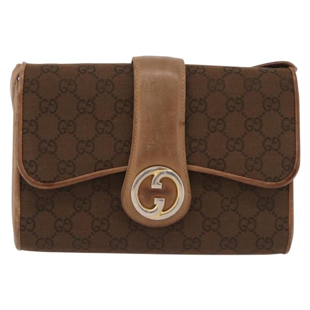 Gucci GG Canvas Shoulder Bag Brown